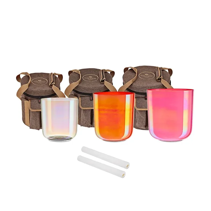 Meinl Sonic Energy Essence Crystal Singing Bowl Set, Solarplexus Chakra, Root Chakra, Throat Chakra