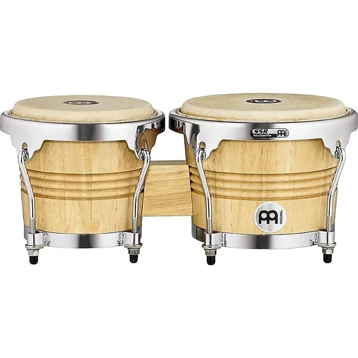 Meinl WB200NT-CH 6 3/4 ” & 8 ” Wood Bongos in Natural w/ Chrome Hardware