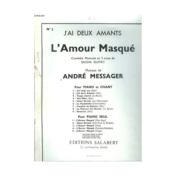 Messager, André – Romance Varioustes Chant Seul