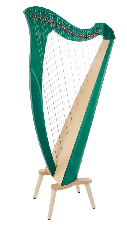 Mia 34 string harp (Gut strings) in green finish by Salvi