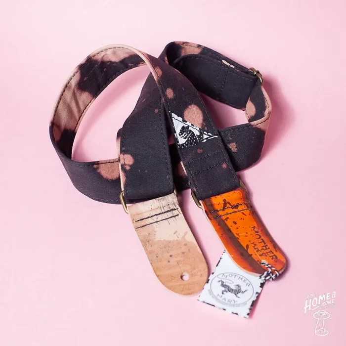 Mother Mary Company handmade guitar strap – Black Bleached