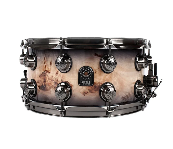 Natal Originals 14 ” x 7 ” Mappa Burl Snare Drum in Black Smoked Gloss