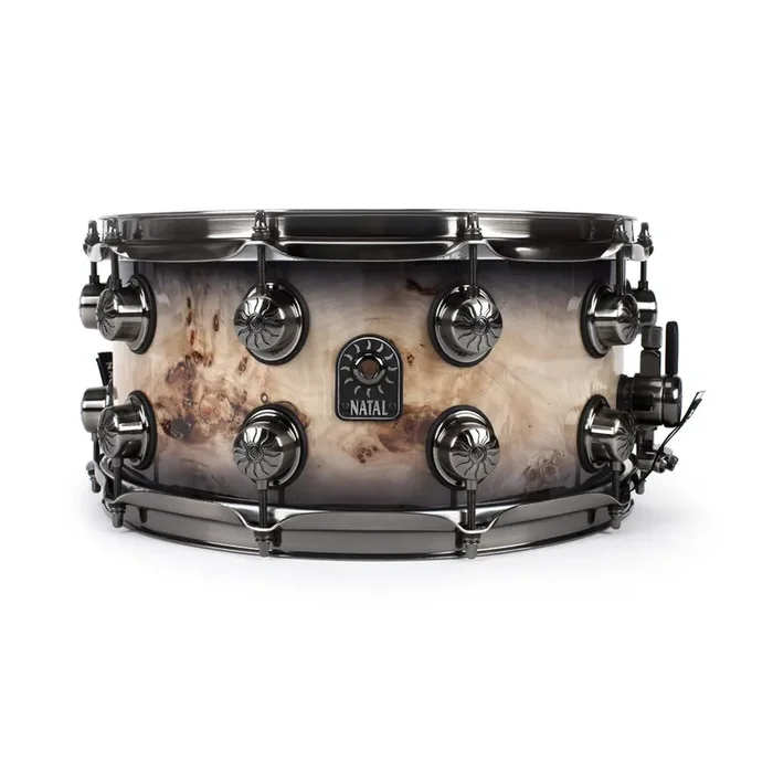 Natal Originals Mappa Burl Snare Drum 14 x 7″ – Black Smoked Gloss