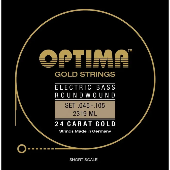 Optima Gold Plated 45-105 Bass Guitar Strings, Short Scale