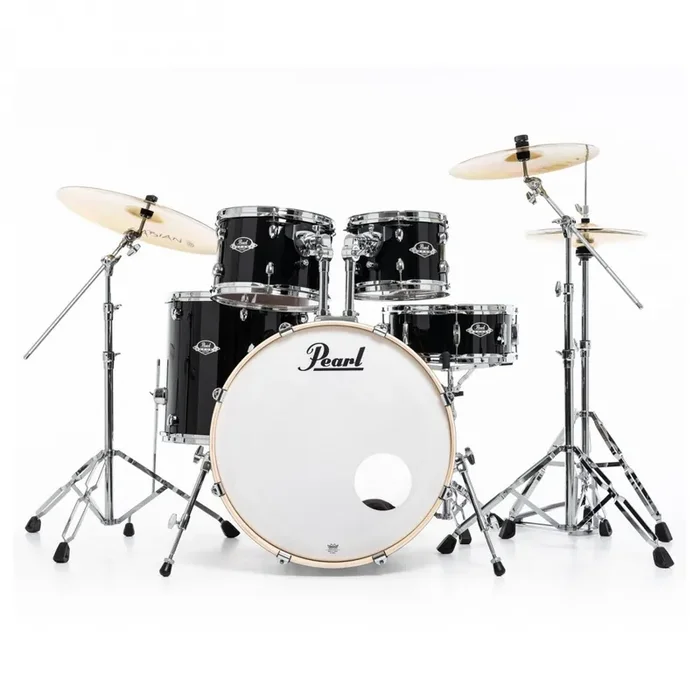 Pearl Export Jet Black 5 Piece Drum Kit including Sabian SBR Cymbals (22″, 10″, 12″, 16″, 14″ snare)