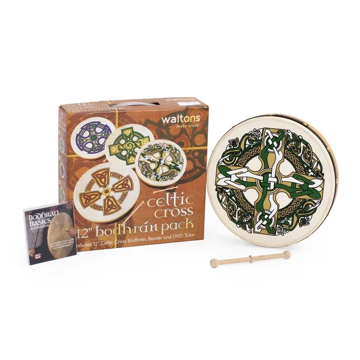 Percussion Plus bodhran 12 ” Gaelic Cross with tipper and DVD