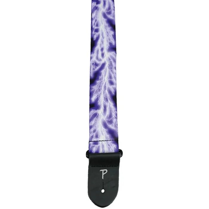 Perris 2″ Polyester “Purple Lightning” Guitar Strap with Leather ends