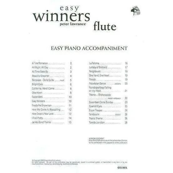 Peter Lawrence Easy Winners Piano Accompaniment