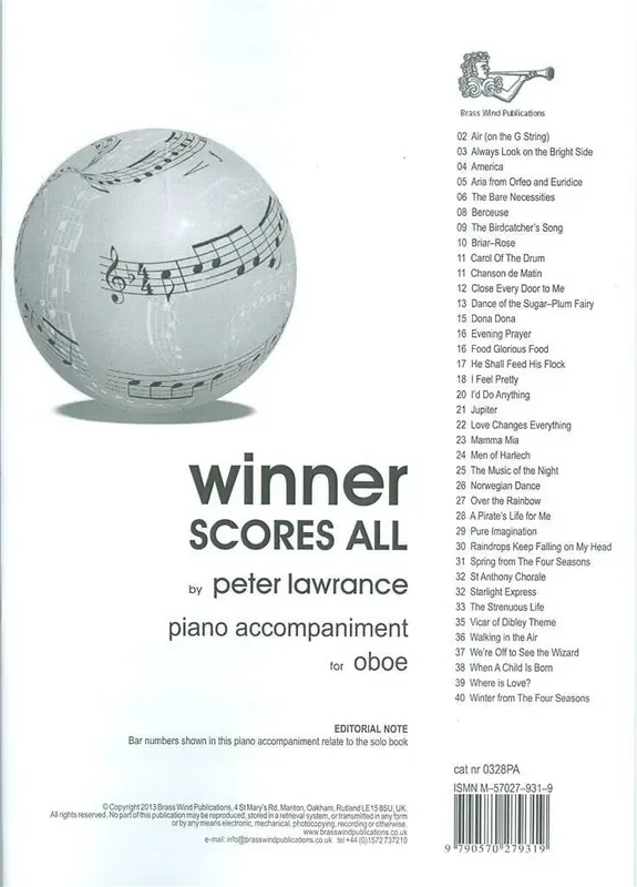 Piano Accompaniment – Winners Scores All For Oboe