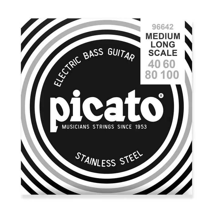 Picato Stainless Steel Roundwound 40-100 Bass Guitar Strings, Long Scale