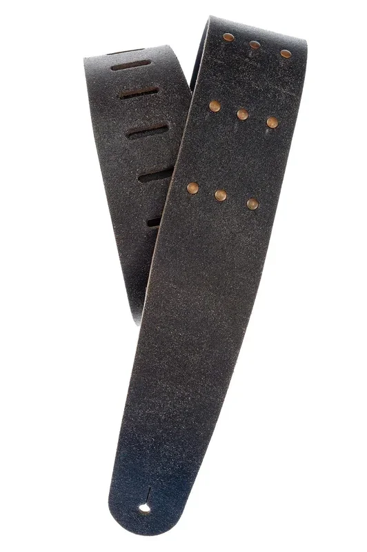 Planet Waves Blasted Leather Guitar Strap, Black with Brass Rivets