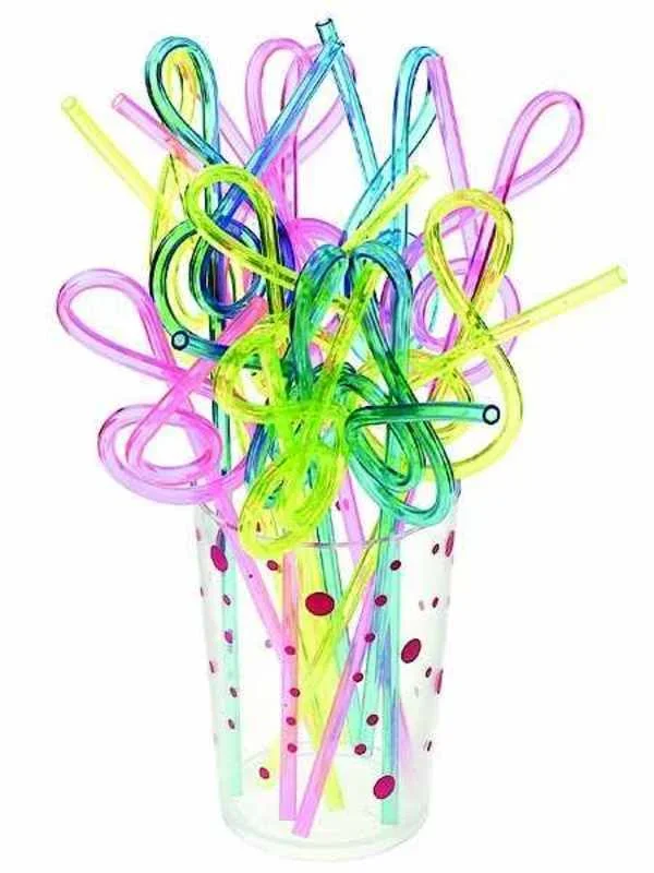 Plastic Straws Assorted Colours G Clef Pack Of 12