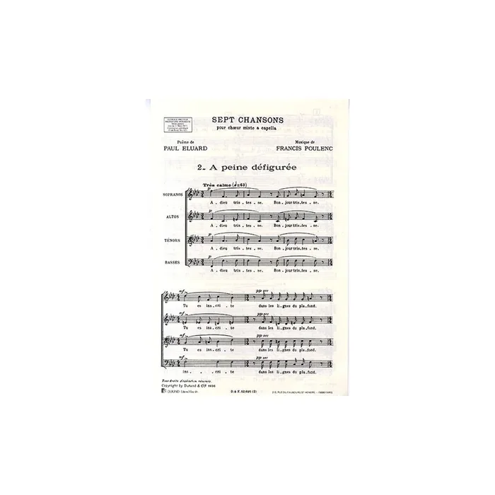 Poulenc, Francis – À peine défigurée