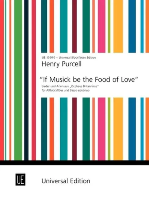 Purcell “If Musick be the Food of Love” for Treble Recorder and Basso Continuo