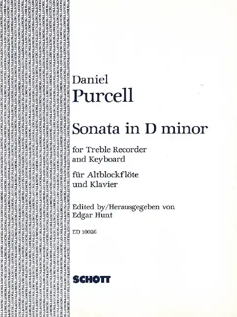 Purcell, Daniel Sonata in d minor for Alto Recorder and Continuo