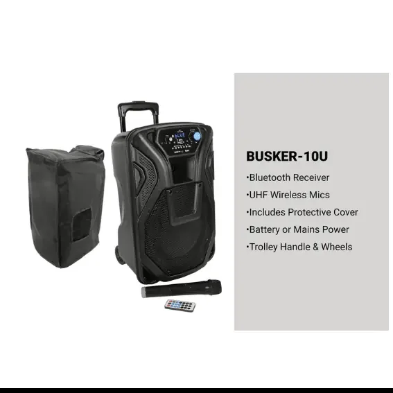 QTX Busker-10U Portable PA Units with Bluetooth and UHF Microphone/s (UHF Frequency)