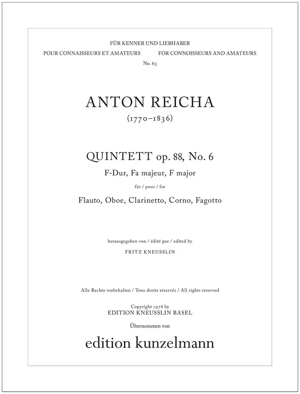 Reicha: Wind Quintet in F Major, Op. 88, No. 6
