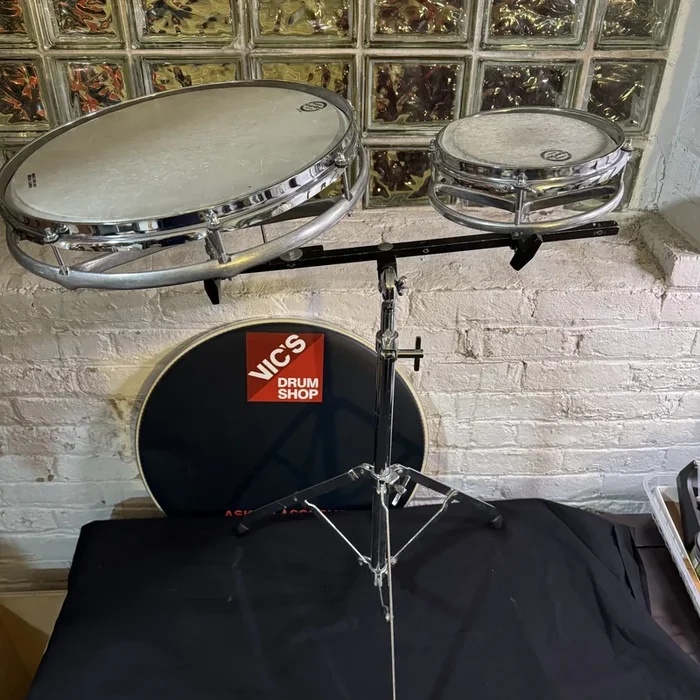 Remo Vintage Roto Tom Set, 8″ and 16″ w/Stand, Second Generation