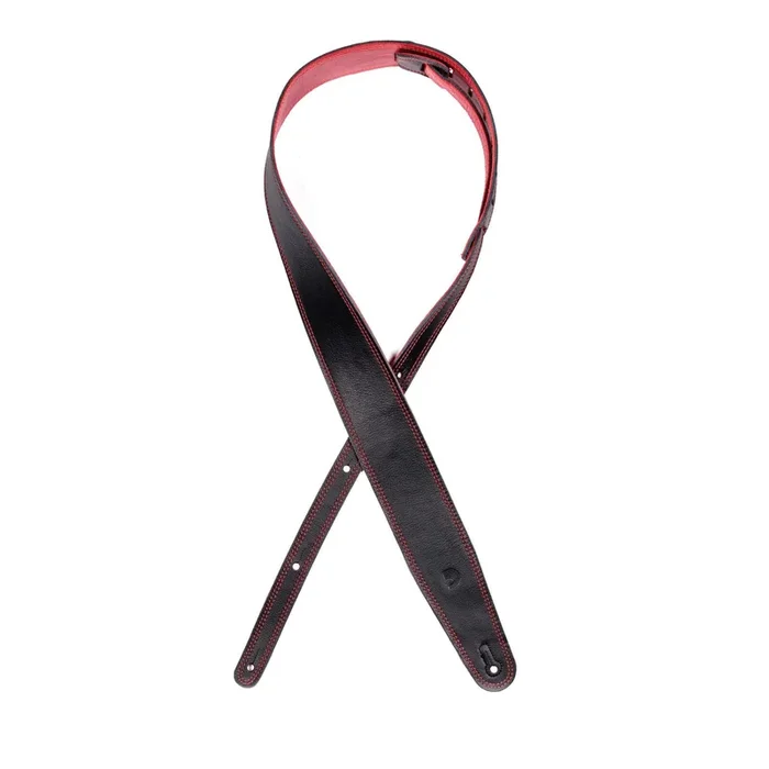 Reversible Leather Guitar Strap, Black/Red, by D’Addario