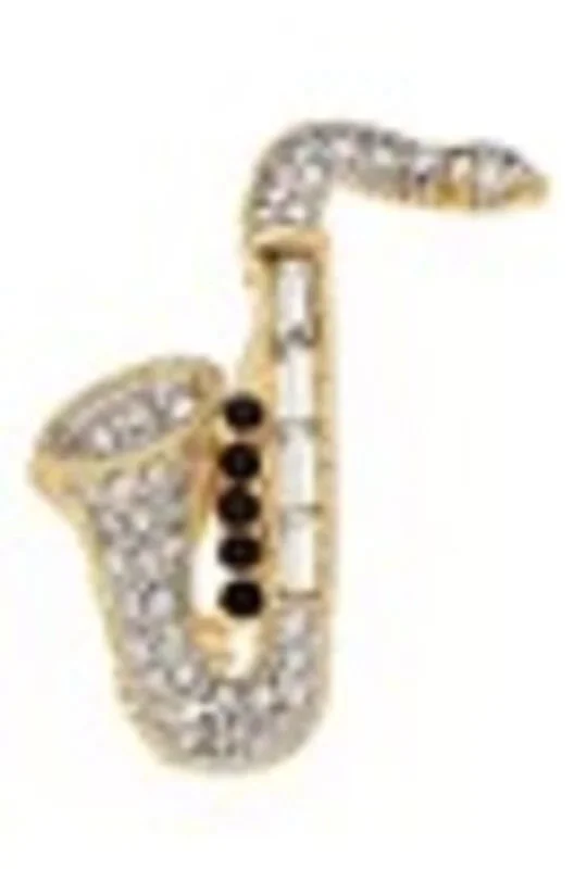 Rhinestone Brooch Saxophone Two Colour
