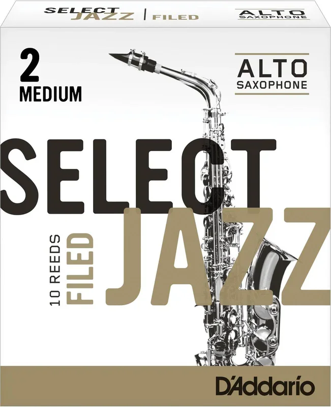 Rico Select Jazz Alto Sax Reeds, Filed, Strength 2 Strength Medium, 10-pack