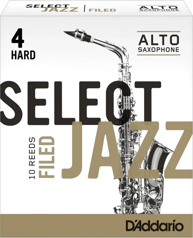 Rico Select Jazz Alto Sax Reeds, Filed, Strength 4 Strength Hard, 10-pack