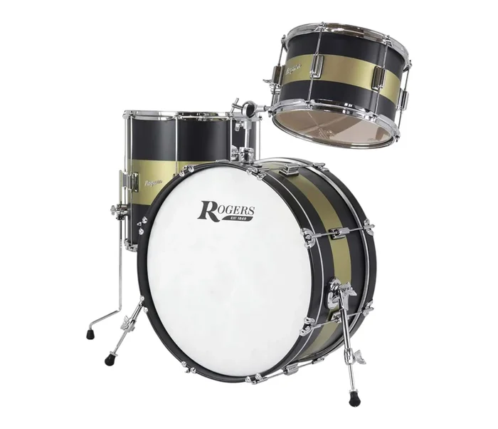 Rogers Tower Series 22 ” 3-Piece Shell Set in Satin Black & Gold Duo Lacquer