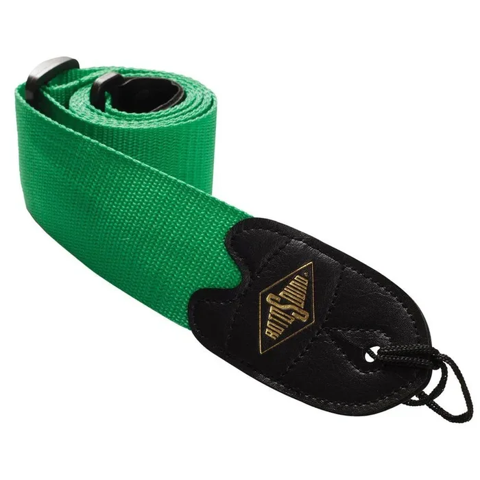 Rotosound STR4 Green Webbing Guitar Strap with Leather Ends