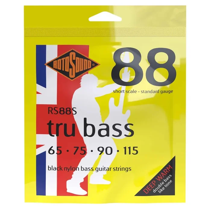 Rotosound Tru Bass Flatwound Black Nylon 65-115 Bass Guitar Strings, Short Scale [RS88S]