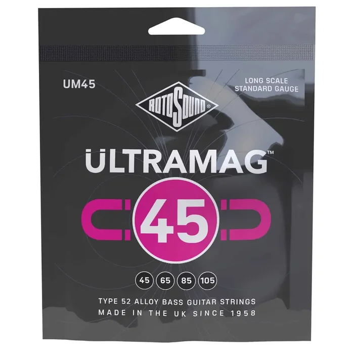 Rotosound Ultramag Alloy-52 Wound 45-105 Bass Guitar Strings, Long Scale [UM45]