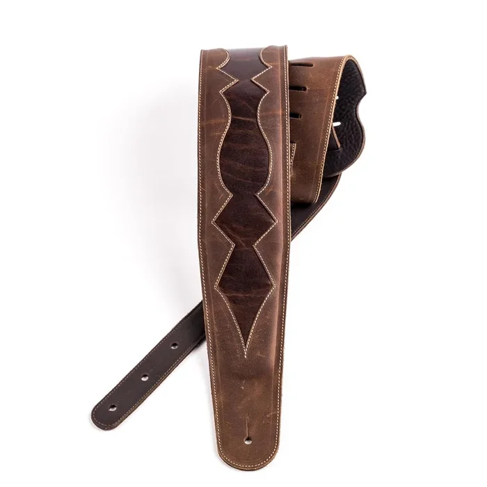 Rustic Cutout – Premium Leather Guitar Strap, by D’Addario