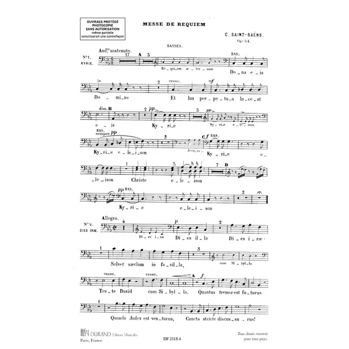 Saint-Saëns, Camille – Messe De Requiem Choeurs Basses