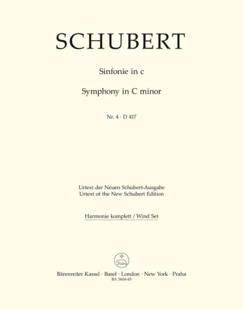 Schubert : Symphony No.4 in C minor (D.417) (Urtext). : Wind set: (Barenreiter)