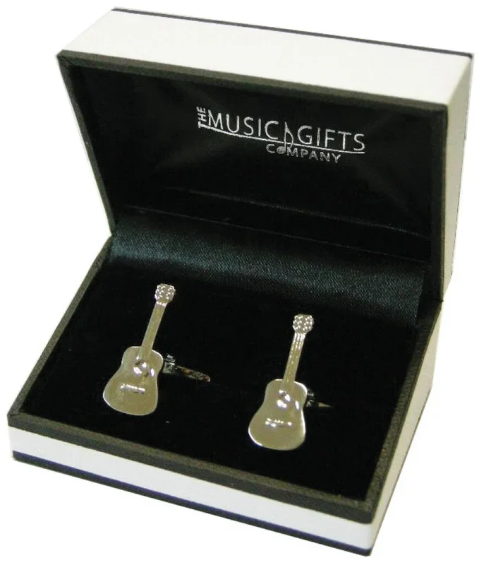 Silver Plated Cufflinks – Acoustic Guitar