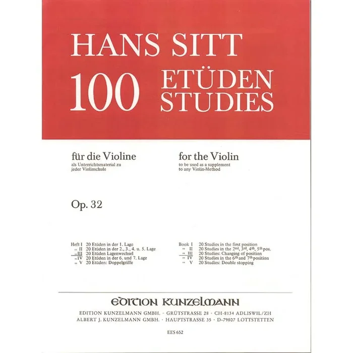 Sitt: 100 Studies, Op. 32 – Book 3