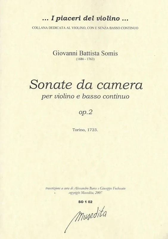 Somis Sonatas da Camera for Violin and Basso Continuo, Op. 2