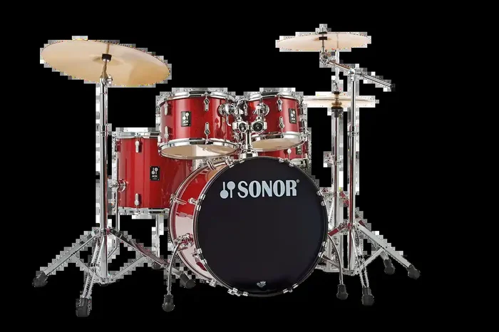 Sonor AQX 20” Studio Drum Kit, Red Sparkle w/ Cymbals & Hardware