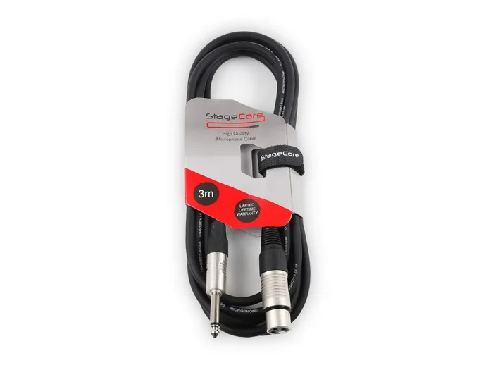 Stagecore 3m Female XLR – 1/4″ / 6.35mm Mono Jack Cable – Microphone Cable