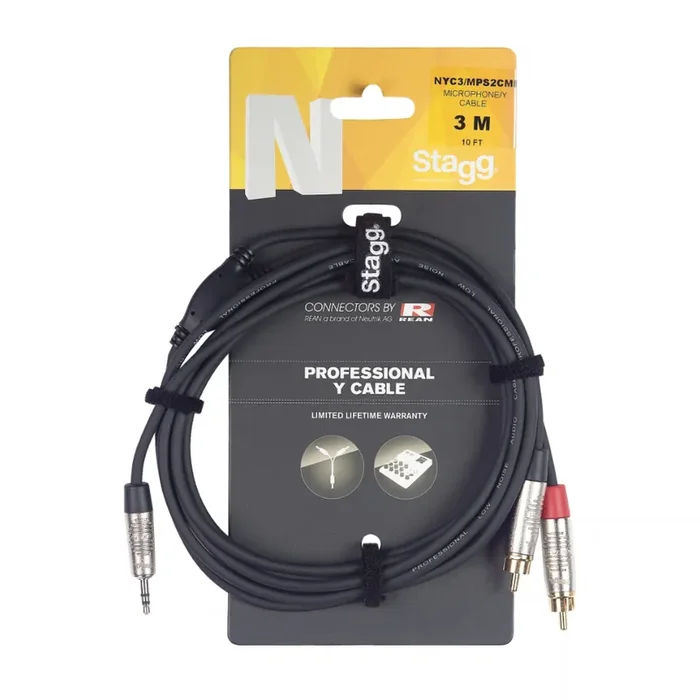 Stagg N Series Y Cable (Stereo Mini Jack / 2x RCA Male Jack)