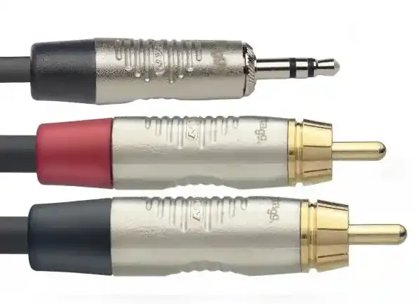 Stagg NYC1.5/MPS2CMR 1.5M / 5FT 3.5mm Stereo Jack – 2x RCA Cable