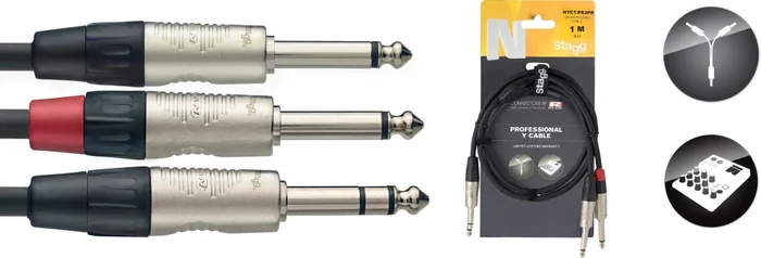 Stagg NYC1/PS2PR 1M/3FT Split ST.PLlug-2Plug DLX