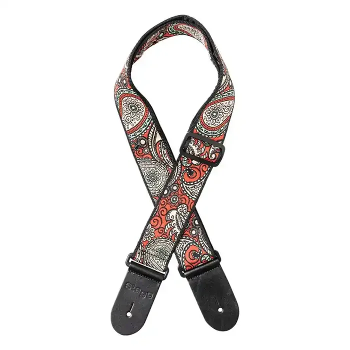 Stagg Paisley Guitar Strap – Red 1