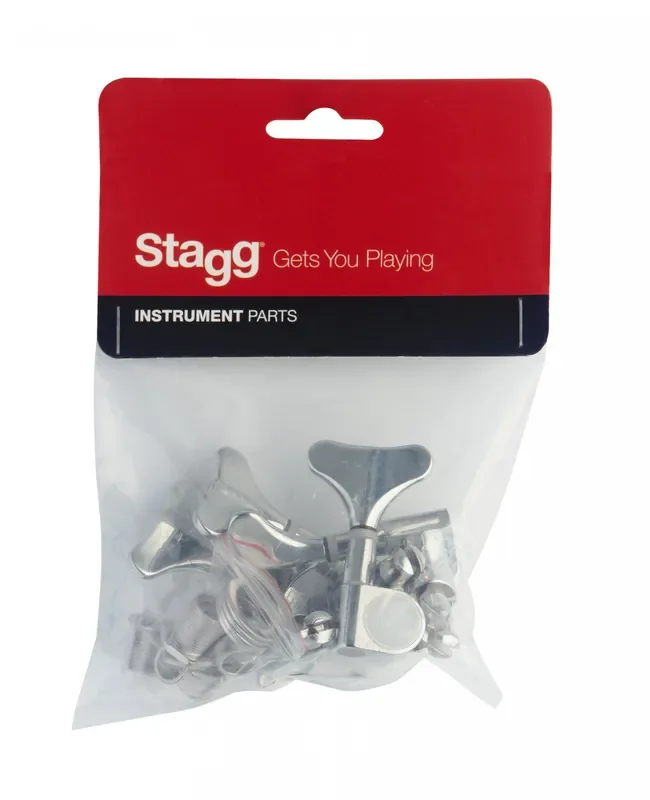 Stagg SP-MHBS-4X1CH Die Cast Chrome Bass Guitar Machine Heads – 4 In A Row