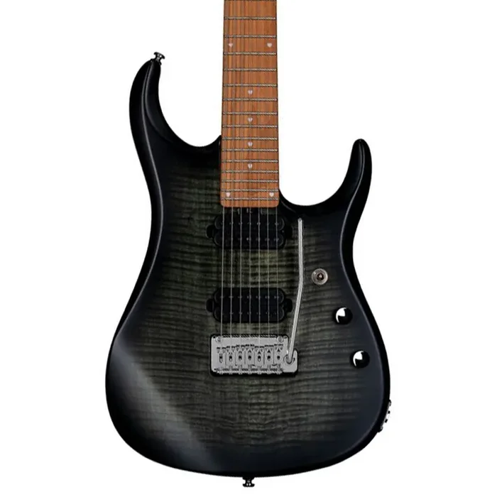 Sterling by Music Man JP15 7 Flame Top Maple – Trans Black Satin