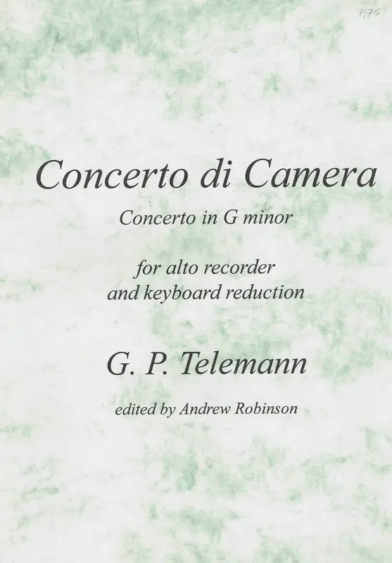 Telemann Concerto di Camera in G Minor for Treble Recorder – Piano Reduction