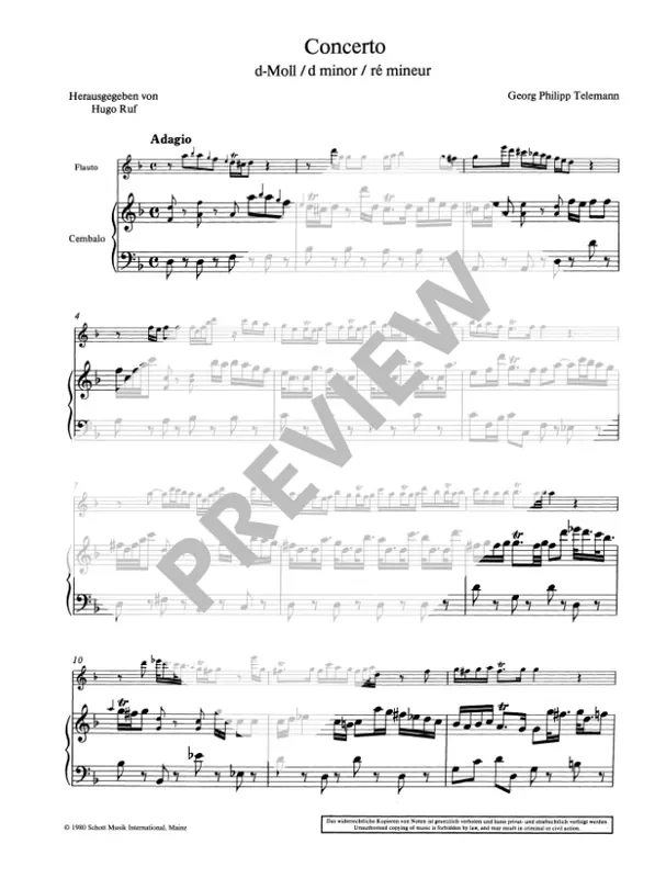 Telemann Concerto in d minor for Treble Recorder and Harpsichord