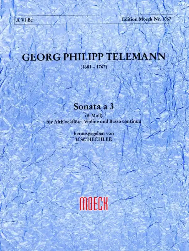 Telemann Trio Sonata in D Minor for Treble Recorder, Violin and Basso Continuo