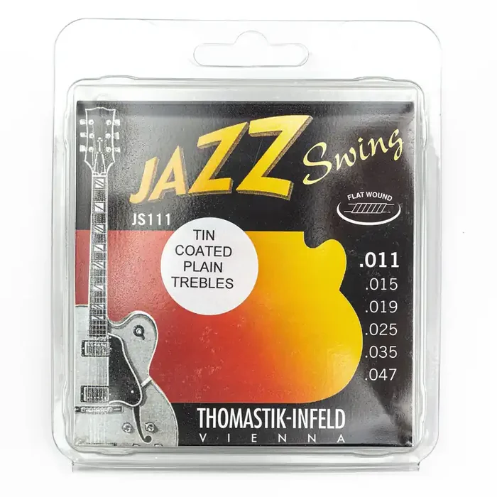 Thomastik-Infeld JS111T Jazz Swing Flatwound 11-47 Electric Guitar Strings + Tin Plated Plain Strings