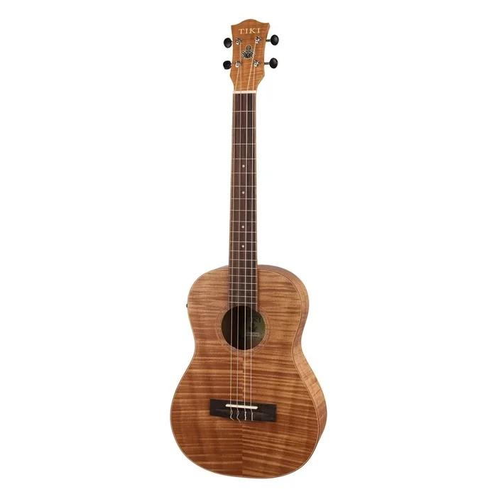 Tiki ‘2 Series’ Mahogany Flame Top Baritone Electric Ukulele with Gig Bag (Natural Satin)