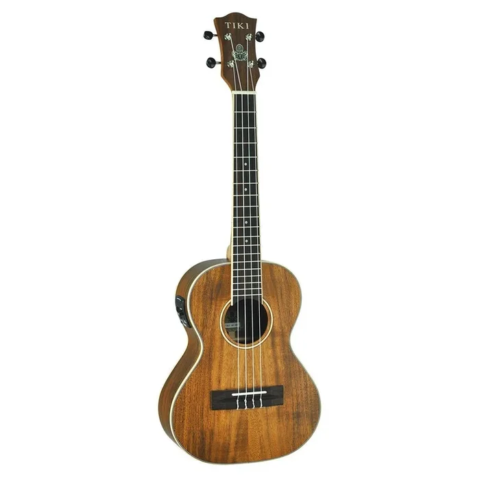 Tiki ‘9 Series’ Koa Solid Top Electric Tenor Ukulele with Hard Case (Natural Satin)